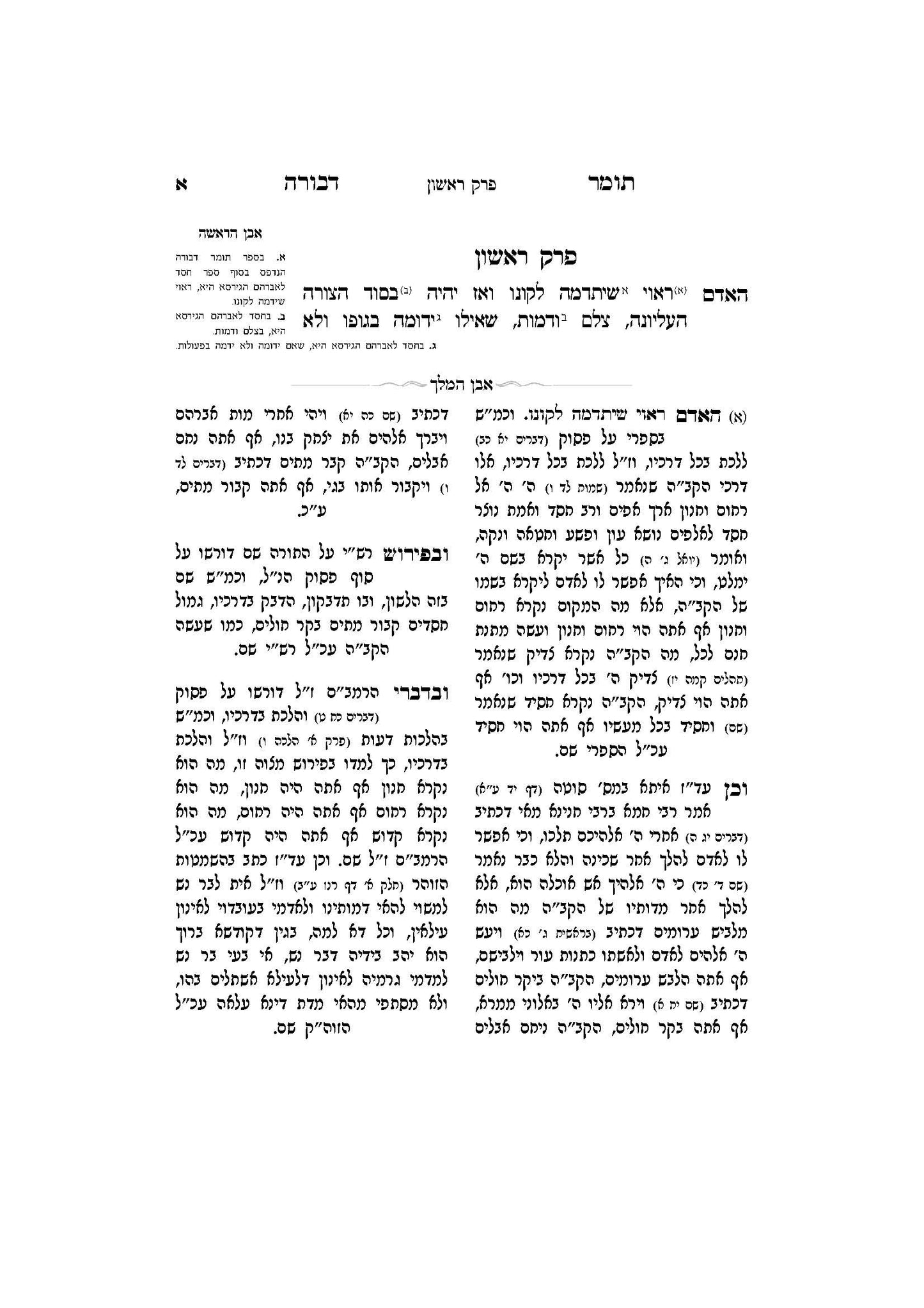 תומר דבורה עם מקורות וביאורים -פירוש אבן המלך ר' אברהם אביש ציינווירטה שליט''א