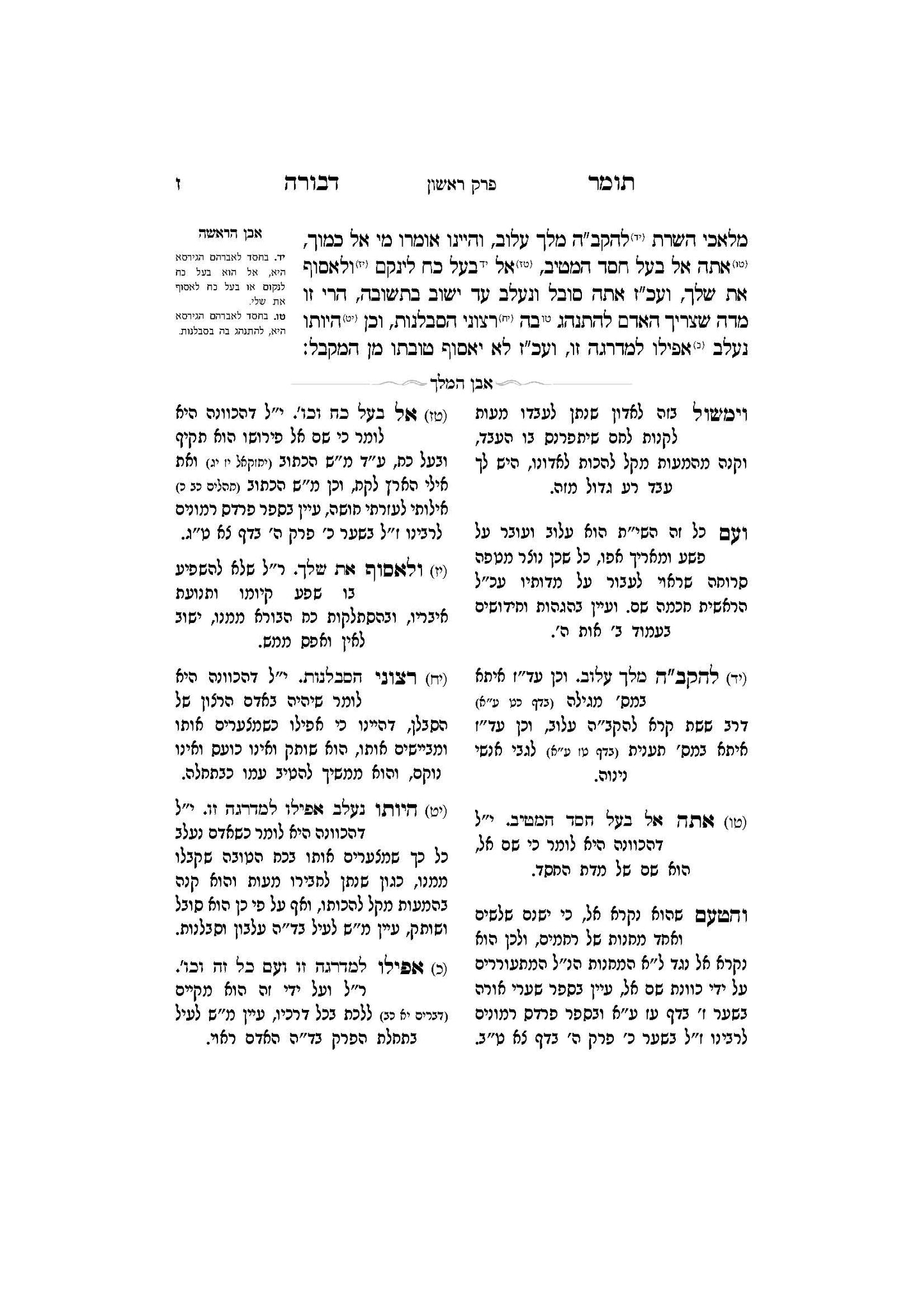 תומר דבורה עם מקורות וביאורים -פירוש אבן המלך ר' אברהם אביש ציינווירטה שליט''א