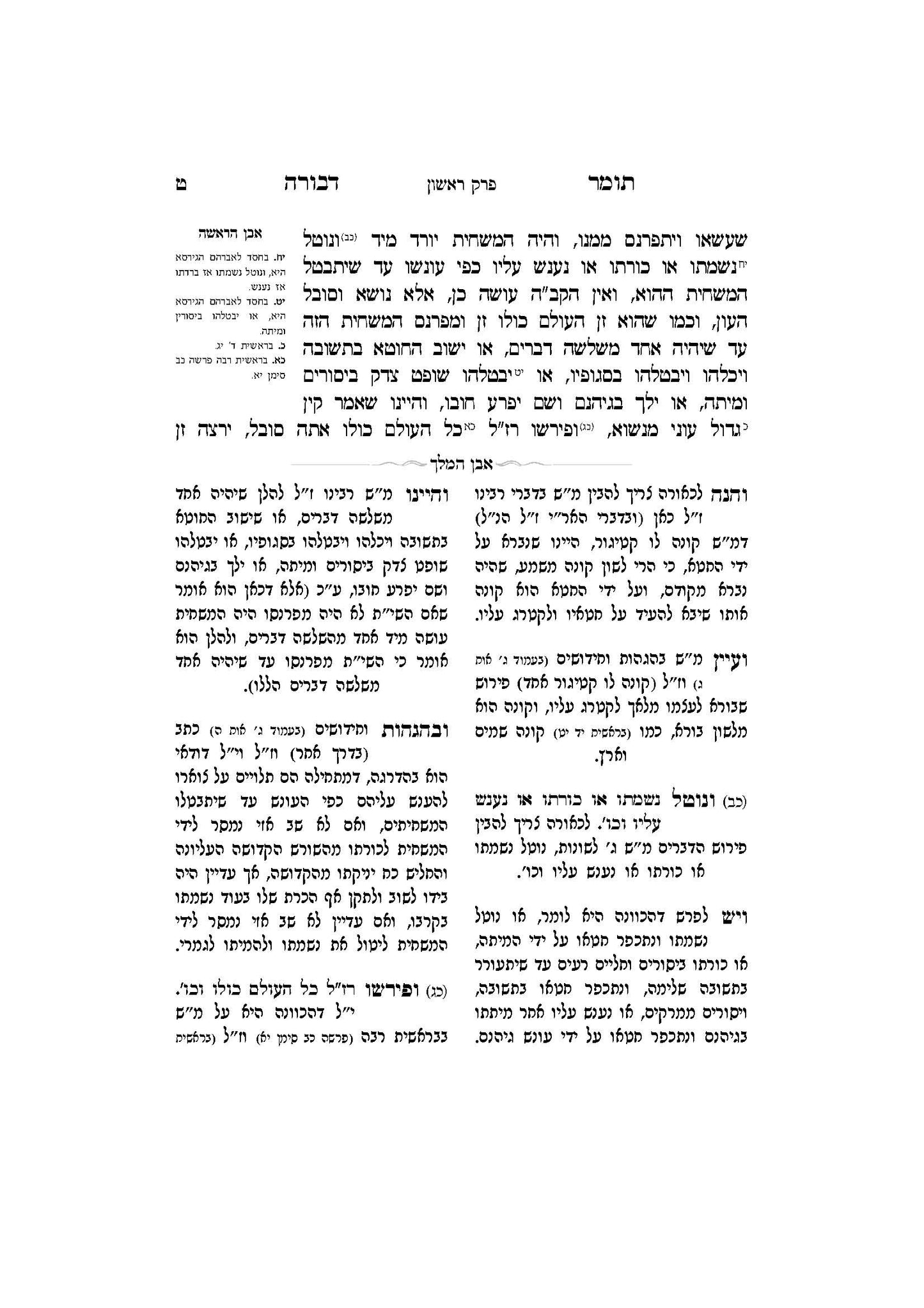 תומר דבורה עם מקורות וביאורים -פירוש אבן המלך ר' אברהם אביש ציינווירטה שליט''א
