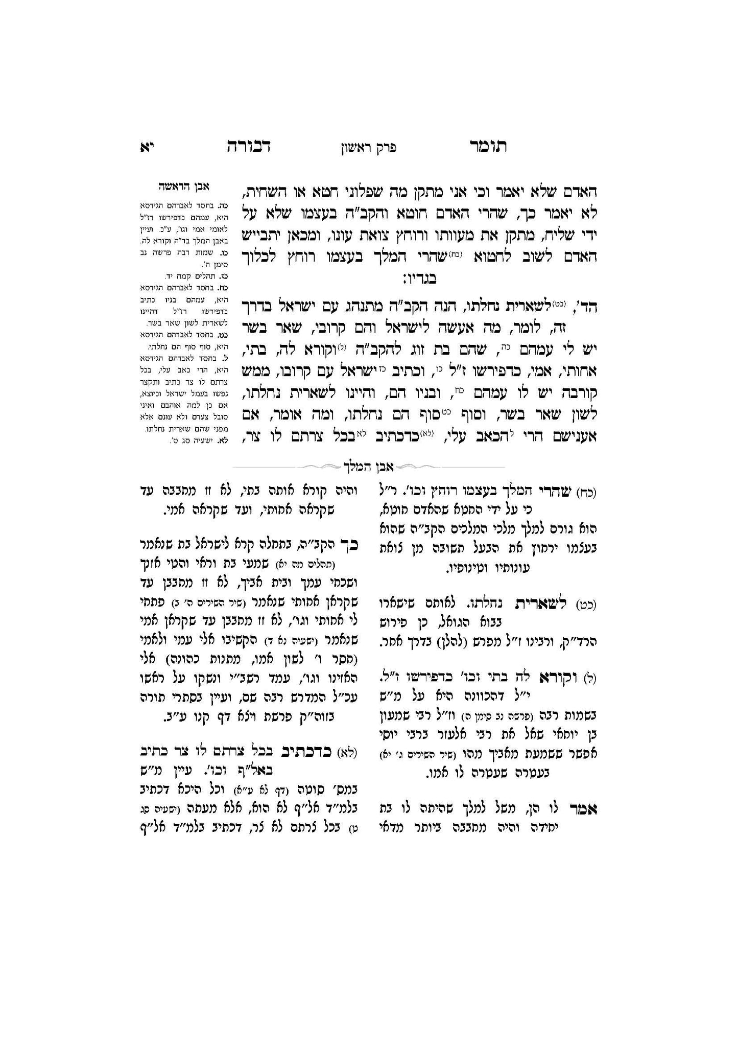 תומר דבורה עם מקורות וביאורים -פירוש אבן המלך ר' אברהם אביש ציינווירטה שליט''א