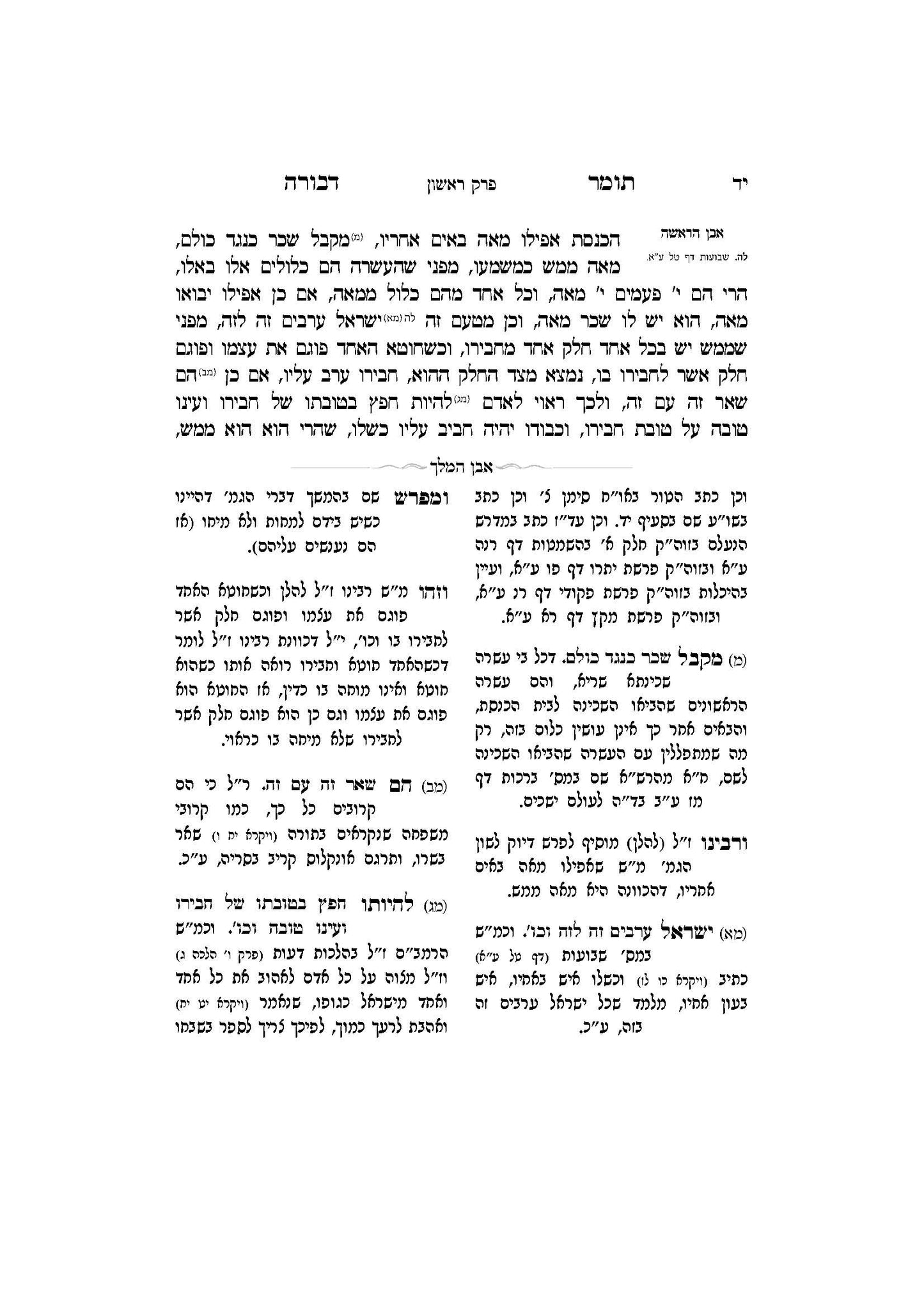 תומר דבורה עם מקורות וביאורים -פירוש אבן המלך ר' אברהם אביש ציינווירטה שליט''א