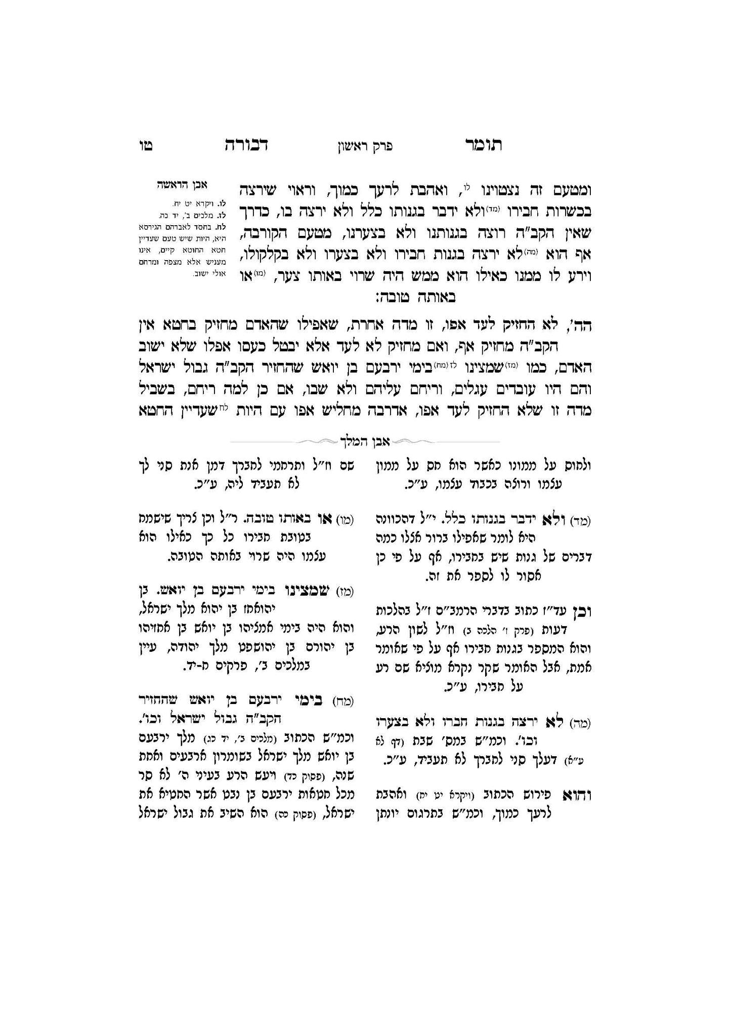 תומר דבורה עם מקורות וביאורים -פירוש אבן המלך ר' אברהם אביש ציינווירטה שליט''א