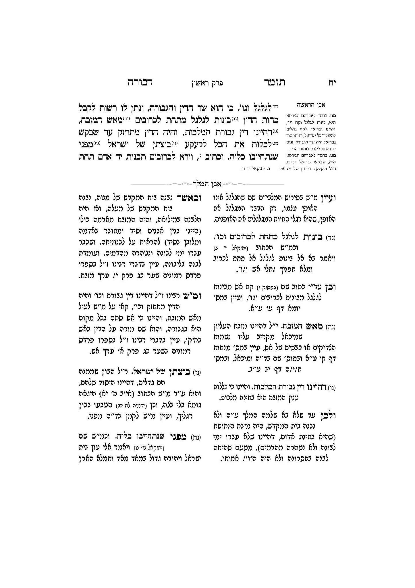תומר דבורה עם מקורות וביאורים -פירוש אבן המלך ר' אברהם אביש ציינווירטה שליט''א