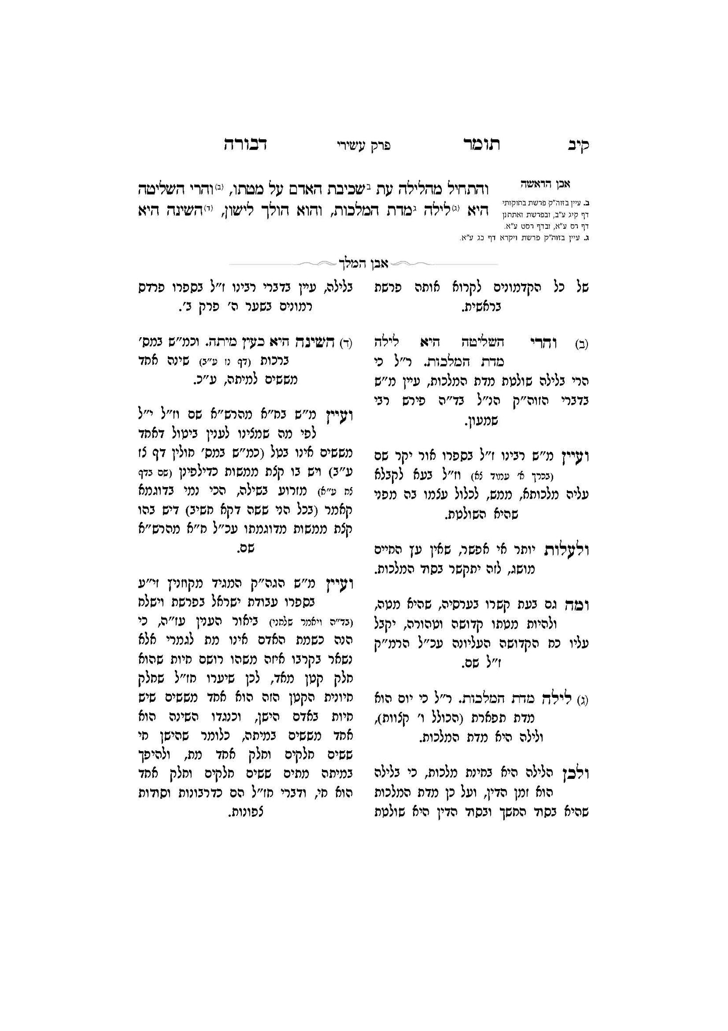 תומר דבורה עם מקורות וביאורים -פירוש אבן המלך ר' אברהם אביש ציינווירטה שליט''א