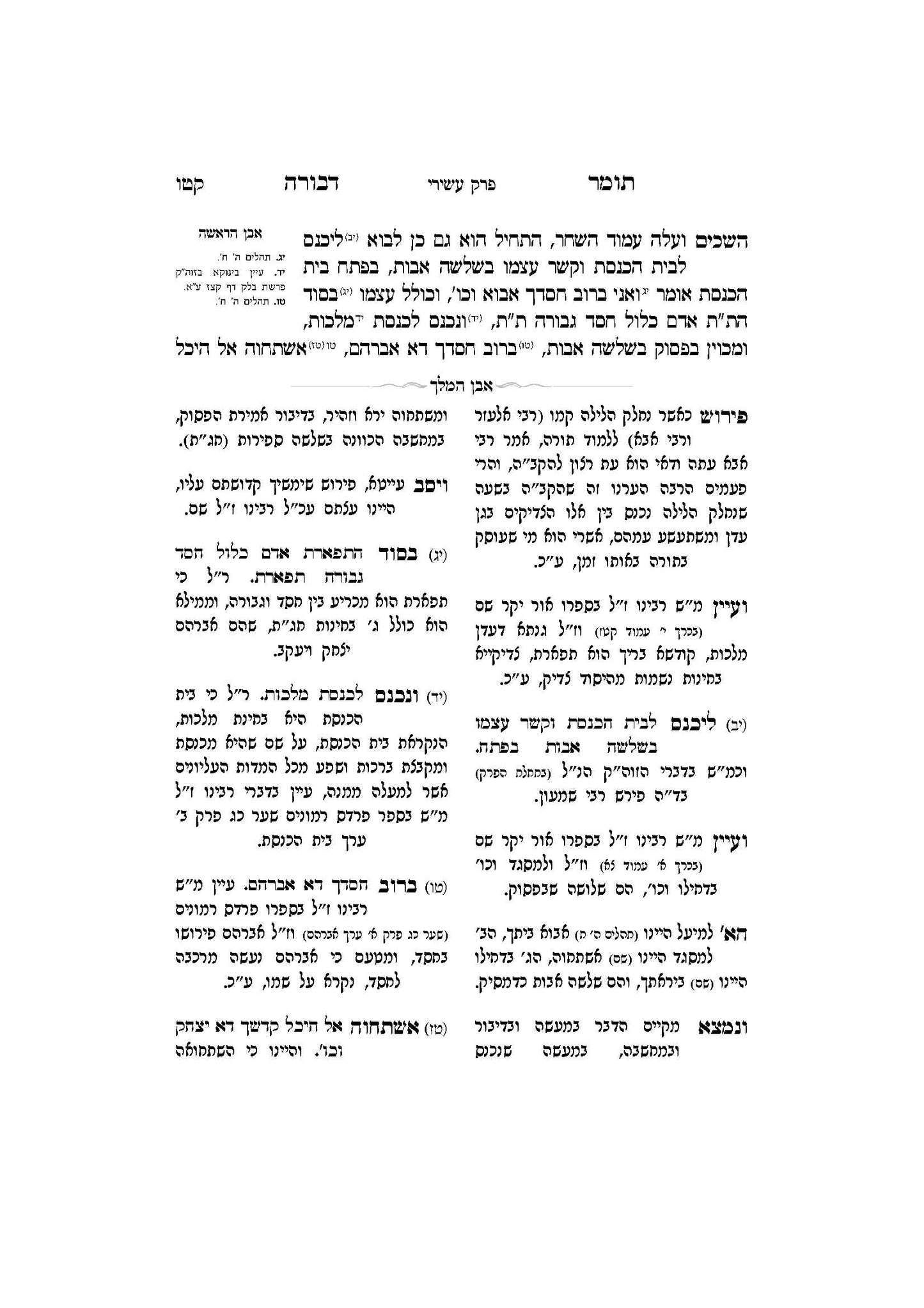 תומר דבורה עם מקורות וביאורים -פירוש אבן המלך ר' אברהם אביש ציינווירטה שליט''א