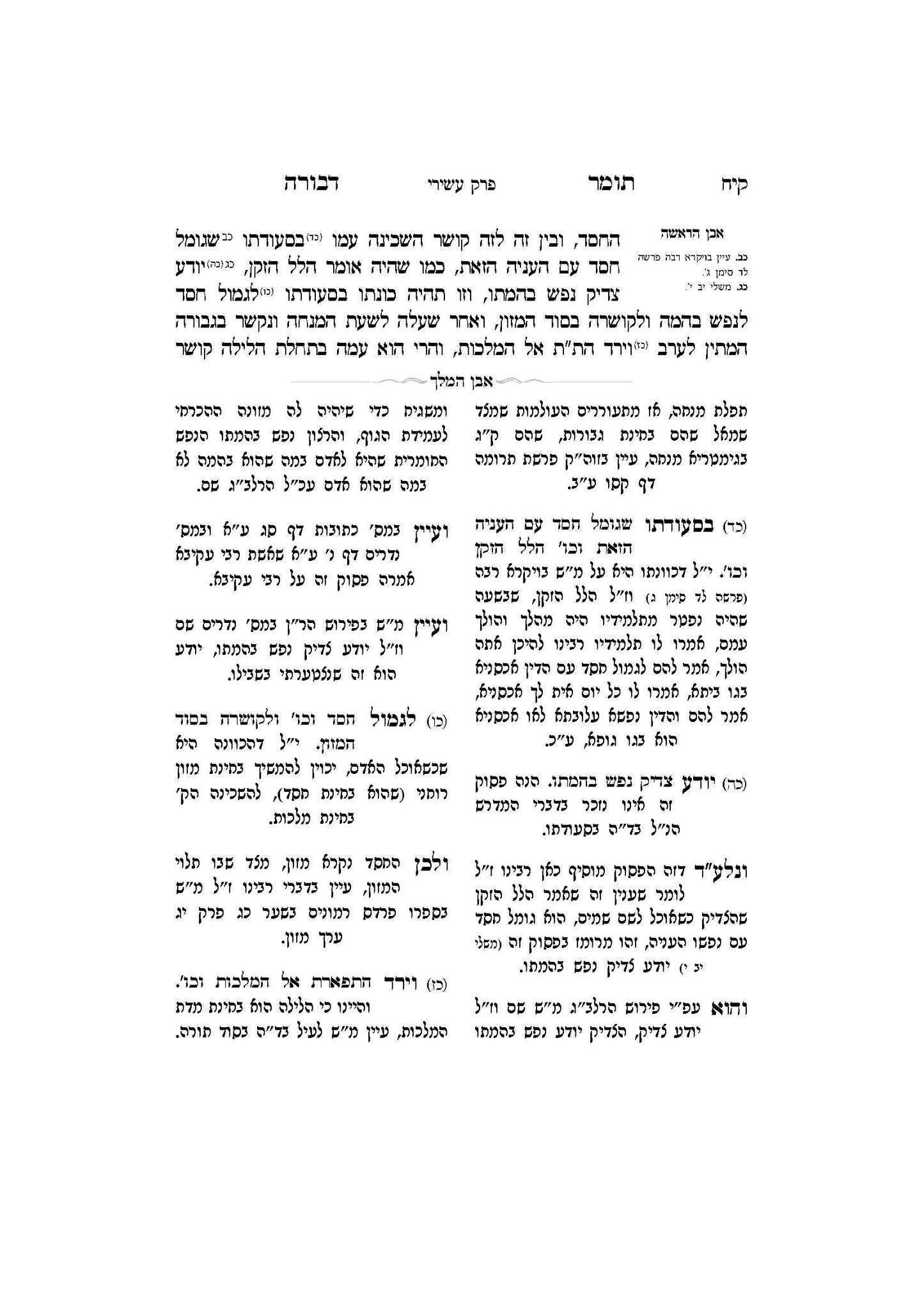 תומר דבורה עם מקורות וביאורים -פירוש אבן המלך ר' אברהם אביש ציינווירטה שליט''א